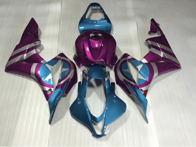 Violet & Bleu Clair Captain America 2007-2008 Honda CBR600RR Carénage Moto Violet & Bleu Clair Captain America 2007-2008 Honda CBR600RR Carénage Moto