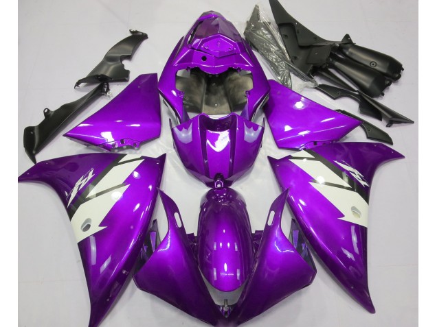 Violet Brillant & Blanc 2012-2014 Yamaha R1 Carénage Moto Violet Brillant & Blanc 2012-2014 Yamaha R1 Carénage Moto