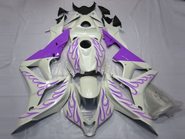 Violet Flamme Sur Blanc 2007-2008 Honda CBR600RR Carénage Moto