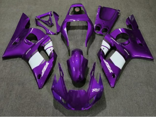 Violet Profond & Blanc 1998-2002 Yamaha R6 Carénage Moto Violet Profond & Blanc 1998-2002 Yamaha R6 Carénage Moto