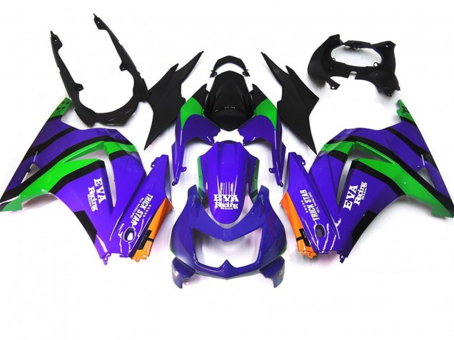 Violet Vert & Noir 2008-2012 Kawasaki Ninja 250 Carénage Moto Violet Vert & Noir 2008-2012 Kawasaki Ninja 250 Carénage Moto