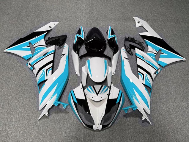 Zag Bleu Clair Blanc & Noir 2009-2012 Kawasaki ZX6R Carénage Moto Zag Bleu Clair Blanc & Noir 2009-2012 Kawasaki ZX6R Carénage Moto