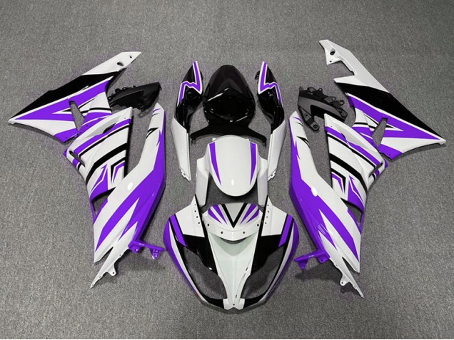 Zag Violet Blanc & Noir 2009-2012 Kawasaki ZX6R Carénage Moto Zag Violet Blanc & Noir 2009-2012 Kawasaki ZX6R Carénage Moto