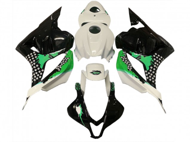 Éclaboussures Blanches & Vertes Brillantes 2009-2012 Honda CBR600RR Carénage Moto Éclaboussures Blanches & Vertes Brillantes 2009-2012 Honda CBR600RR Carénage Moto