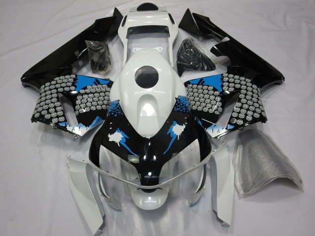 Éclaboussures Bleues Blanches & Noires 2003-2004 Honda CBR600RR Carénage Moto Éclaboussures Bleues Blanches & Noires 2003-2004 Honda CBR600RR Carénage Moto