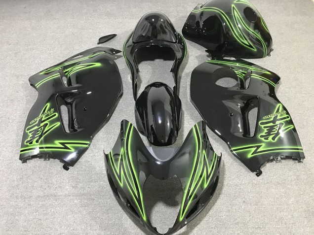 Éclair Noir & Vert 1997-2007 Suzuki GSXR 1300 Carénage Moto Éclair Noir & Vert 1997-2007 Suzuki GSXR 1300 Carénage Moto