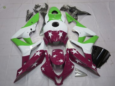 Étoiles & Rayures Vertes & Marron 2007-2008 Honda CBR600RR Carénage Moto