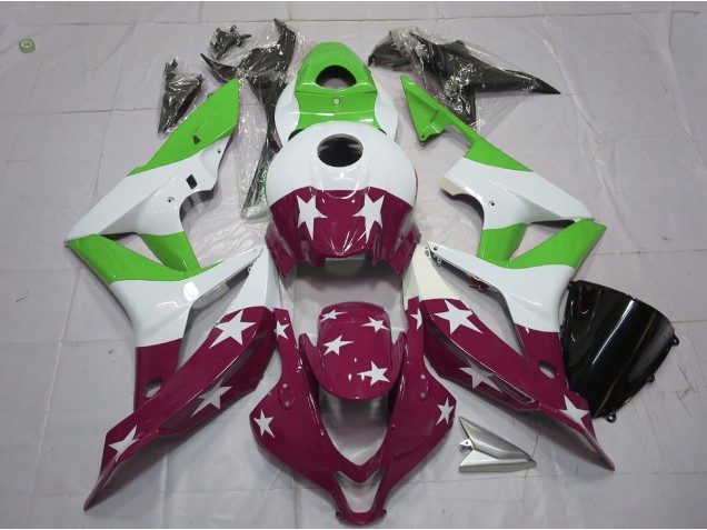 Étoiles & Rayures Vertes & Marron 2007-2008 Honda CBR600RR Carénage Moto Étoiles & Rayures Vertes & Marron 2007-2008 Honda CBR600RR Carénage Moto